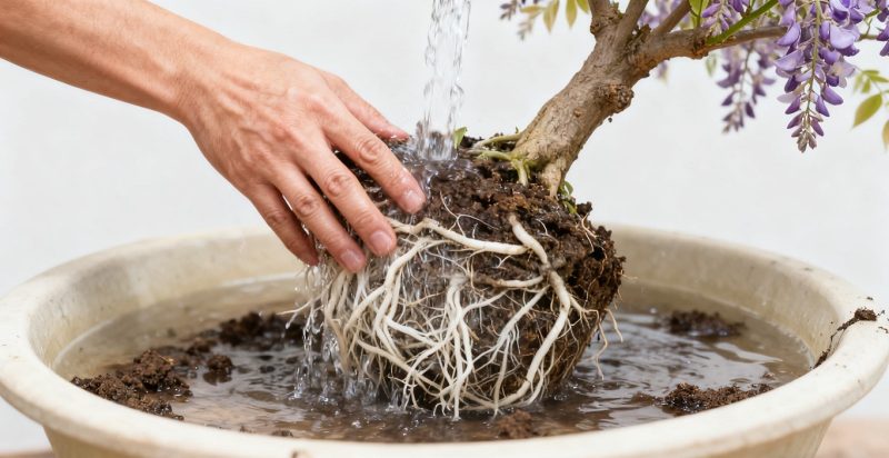 紫藤洗根换土指南-喜悦农夫