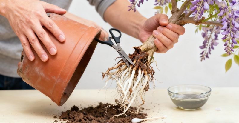 紫藤洗根换土指南-喜悦农夫